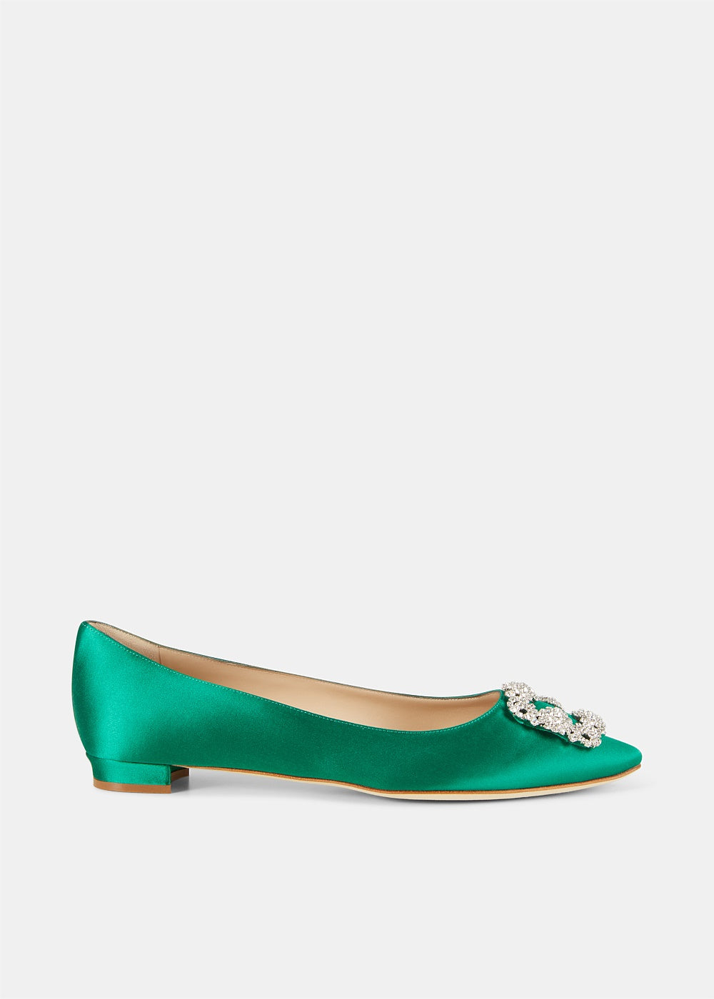 MANOLO BLAHNIK
Hangisi embellished satin point-toe flats