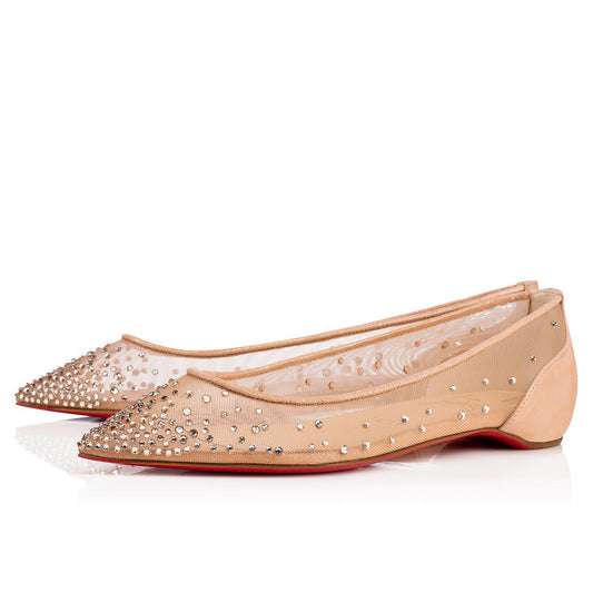 CHRISTIAN LOUBOUTINFollies strass flat rete/suede